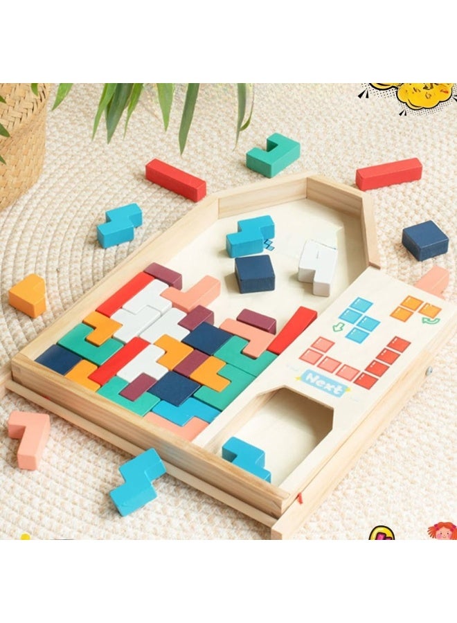 TETRIS Wooden Tetris Educational Puzzle Toy for Kids  Creative Building Blocks & Brain Training Game - Image 4